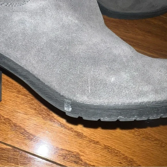 Sam Edelman Gray Suede Chunky Heeled Ankle Booties Size 9.5 - Picture 4 of 10